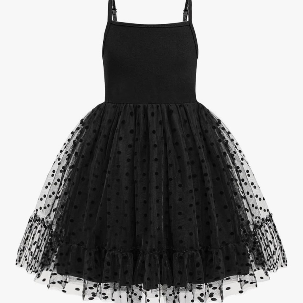 Chic Black Tulle Dress with Polka Dots